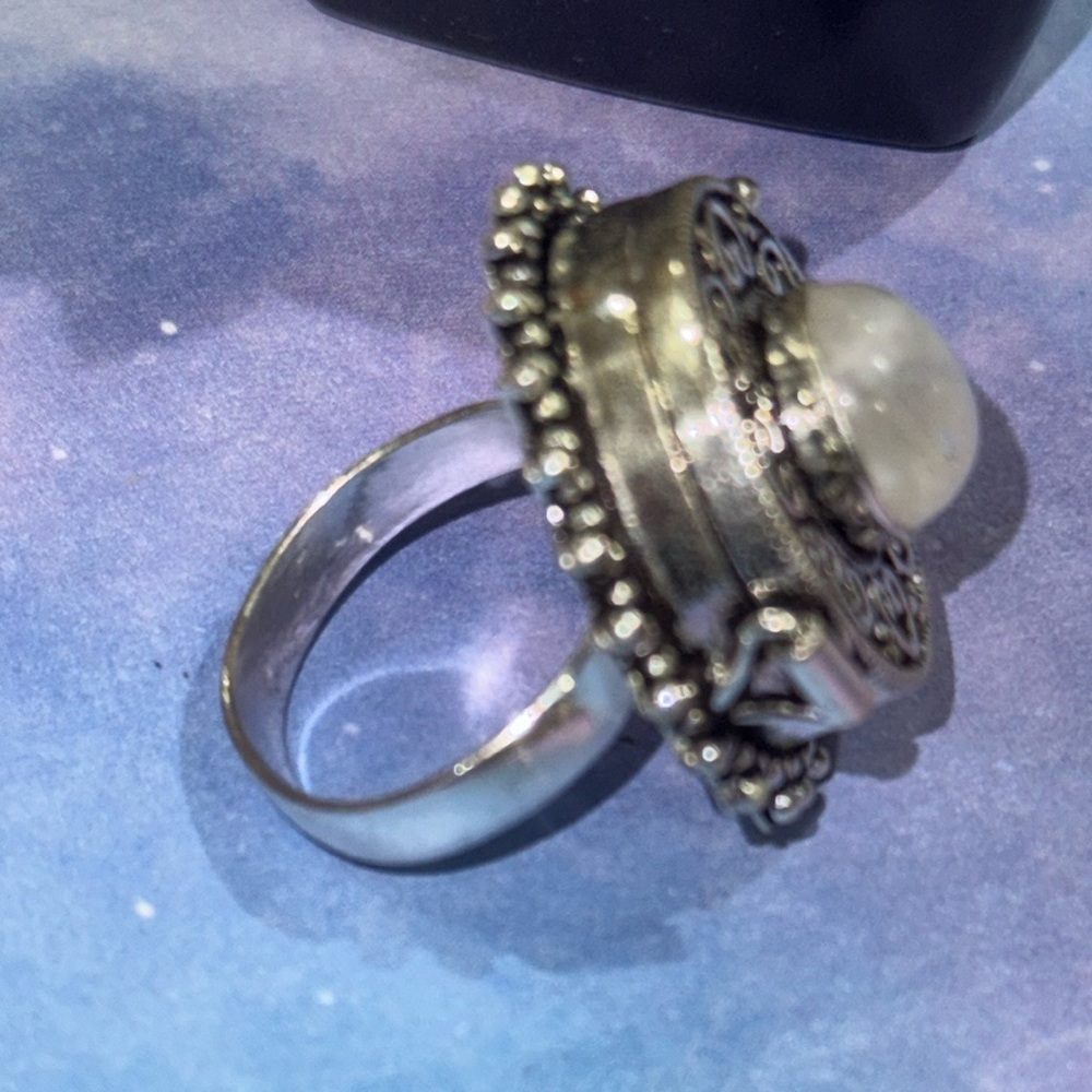 Silver Moonstone Poison Ring - image 5